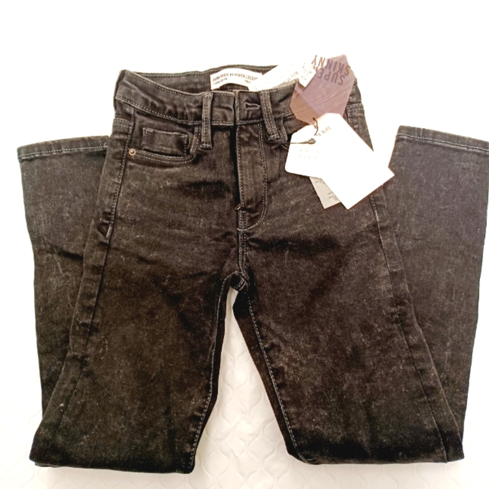 Zara kids denim collection girl black distressed skinny jeans pants  Size 7